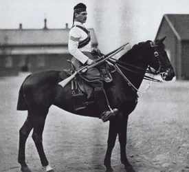 Sergeant der 92nd Gordon Highlanders, ausgerüstet als berittener Infanterist