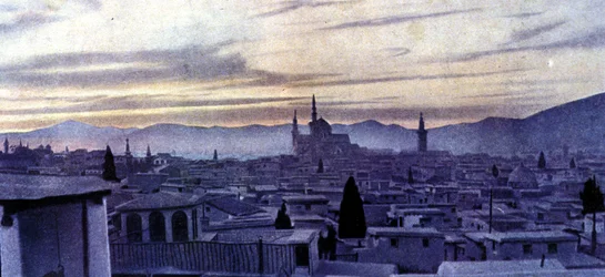 Ansicht von Damaskus (Syrien). Autochrome