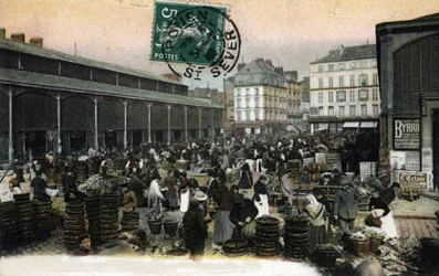 Ansicht des Grand Marché in Rouen, Seine-Maritime, Normandie (Der Markt in Rouen, Normandie) Postkarte Anfang des 20. Jahrhunderts