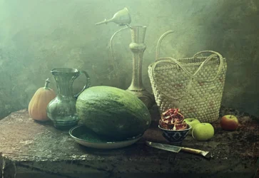 Rustikales Melonen-Stillleben