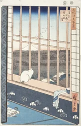 Die Reisfelder von Asakusa und das Torinomachi-Fest aus der Serie „Hundert berühmte Ansichten von Edo“, 1857