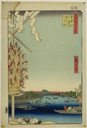 Asakusa-Fluss, Große Uferpromenade, Miyato-Fluss (Asakusagawa Okawabata Miyatogawa), aus der Serie "Hundert berühmte Ansichten von Edo (Meisho Edo hyakkei)"