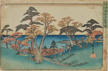 Herbstblätter am Kaianji-Tempel aus der Serie "Berühmte Orte in der östlichen Hauptstadt"