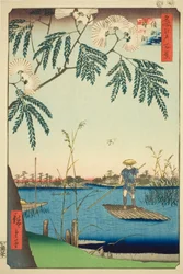 Ayase-Fluss und Kanegafuchi (Ayasegawa Kanegafuchi), aus der Serie "Hundert berühmte Ansichten von Edo (Meisho Edo hyakkei)"