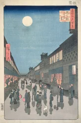 Nachtszene in der Saruwaka-Straße, aus Einhundert Ansichten von Edo, 1856