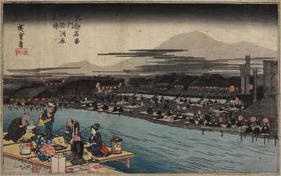 Abendkühle am Ufer des Shijo, um 1834