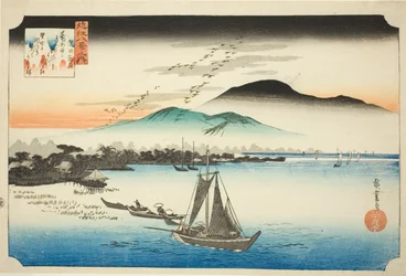 Landende Gänse in Katada (Katada rakugan), aus der Serie "Acht Ansichten von Omi (Omi hakkei no uchi)"