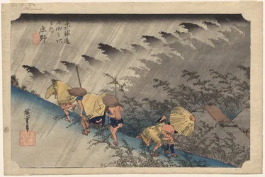 Starkregen bei Shono (Station 46) aus der Serie Dreiundfünfzig Stationen des Tokaido