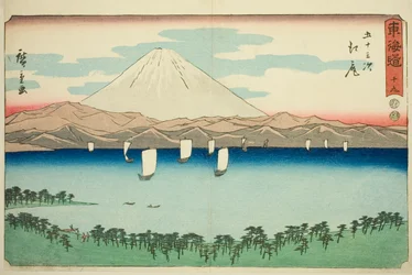 Ejiri—Nr. 19, aus der Serie "Dreiundfünfzig Stationen des Tokaido (Tokaido gojusan tsugi)," auch bekannt als der Reisho Tokaido