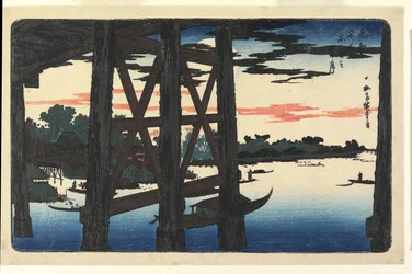 Abendmond an der Ryōgoku-Brücke
