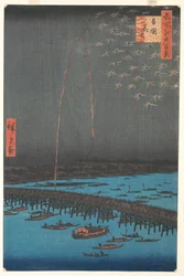 Feuerwerk an der Ryōgoku-Brücke, 1858