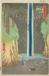 Fudo-Wasserfälle bei Oji, Nr. 49 aus der Serie „Hundert berühmte Ansichten von Edo“
