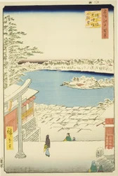 Blick vom Yushima Tenjin Schrein (Yushima Tenjin sakaue tenbo), aus der Serie "Hundert berühmte Ansichten von Edo (Meisho Edo hyakkei)"