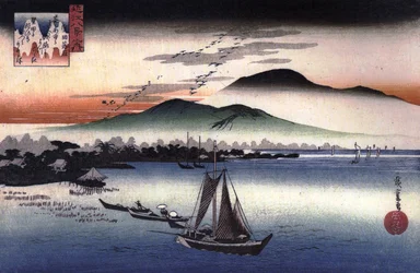 Hiroshige Fischerboote auf einem See