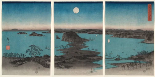 Kanazawa im Mondlicht, aus der Serie Acht Ansichten der Provinz Musashi (Buyō Kanazawa Hasshō Yakei)
