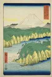 See bei Hakone (Hakone no kosui), aus der Serie "Sechsunddreißig Ansichten des Berges Fuji (Fuji sanjurokkei)"