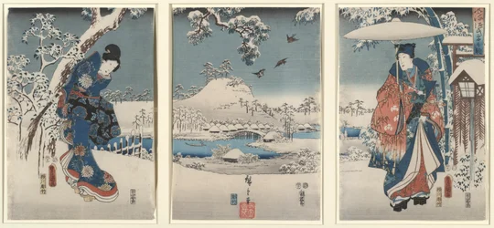 Liebende in einer Winterlandschaft