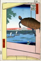 Mannen-Brücke und das Fukagawa-Viertel Hundert berühmte Ansichten von Edo, 1856-1858