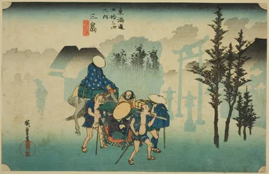 Mishima: Morgennebel (Mishima, asagiri), aus der Serie "Dreiundfünfzig Stationen der Tokaido-Straße (Tokaido gojusan tsugi no uchi)," auch bekannt als Hoeido Tokaido