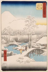 Der Fuji und der Ashigara von Numazu aus bei klarem Wetter nach einem Schneefall