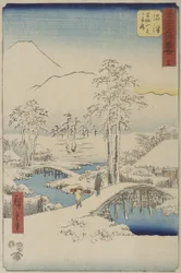 Der Fuji und der Ashigara von Numazu aus, aus der Serie Vertikaler Tōkaidō (oder „Berühmte Orte der dreiundfünfzig Stationen des Tōkaidō“)