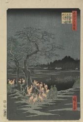 Silvester-Füchse am Hackberry-Baum in O_ji, 1857