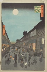Nachtansicht von Saruwaka-machi, Nr. 90 aus der Serie "Hundert berühmte Ansichten von Edo"