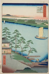 Niijuku-Fähre (Niijuku no watashi), Nr. 93 aus der Serie "Hundert berühmte Ansichten von Edo (Meisho Edo hyakkei)"