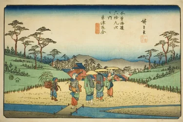 Nr. 68 (eigentlich 69): Kreuzung in Kusatsu, aus der Serie "Neunundsechzig Stationen des Kisokaido"