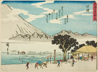 Numazu, aus der Serie "Dreiundfünfzig Stationen des Tokaido (Tokaido gojusan tsugi)", auch bekannt als der Tokaido mit Gedicht (Kyoka iri Tokaido)