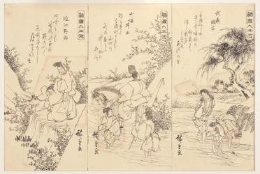 Vorbereitungsskizzen für den Chofu-Juwelenfluss in Musashi; Der Ide-Juwelenfluss, 1838-43