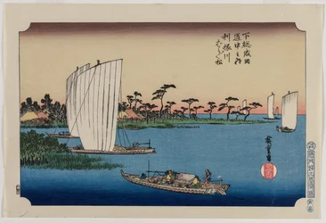 Verstreute Kiefern am Tone-Fluss, aus der Serie Der Weg nach Narita in der Provinz Shimosa