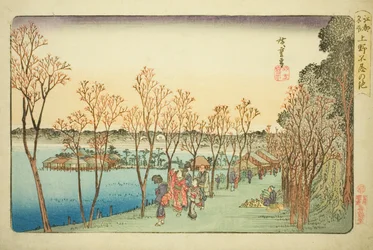 Shinobazu-Teich in Ueno (Ueno Shinobazu no ike), aus der Serie "Berühmte Orte in Edo (Koto meisho)"