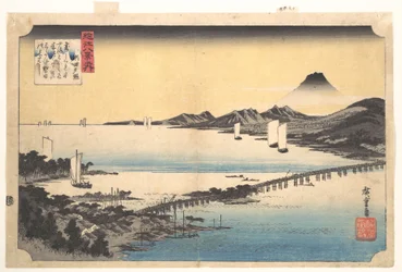 Abendrot bei Seta (Seta sekishō), aus der Serie „Acht Ansichten der Provinz Ōmi“ (Ōmi hakkei)