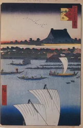 Teppozu und Tsukiji Monzeki Tempel Einhundert berühmte Ansichten von Edo, 1856-1858