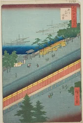 Die Halle der Dreiunddreißig Buchten in Fukagawa, Nr. 69 aus der Serie "Hundert berühmte Ansichten von Edo"