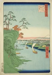 Ansicht von Konodai und dem Tone-Fluss (Konodai Tonegawa fukei), aus der Serie "Hundert berühmte Ansichten von Edo (Meisho Edo hyakkei)"