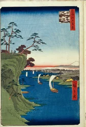 Blick auf Konodai und den Tone-Fluss, Hundert berühmte Ansichten von Edo, 1856-1858