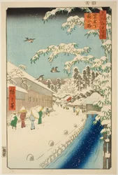 Yabu-Straße am Fuße des Atago-Hügels (Atagoshita yabukoji), aus der Serie "Hundert berühmte Ansichten von Edo (Meisho Edo hyakkei)"