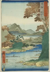 Provinz Yamato: Tatsuta-Berg und Tatsuta-Fluss, aus der Serie "Berühmte Orte in den sechzig Provinzen"