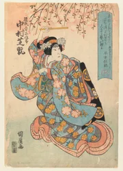 Der Schauspieler Nakamura Shikan II in einer Frauenrolle, ca. 1830