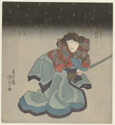 Frau mit Schwert in der Nacht