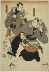 Schauspieler als Hotei Ichiemon und Gokuin Chiemon