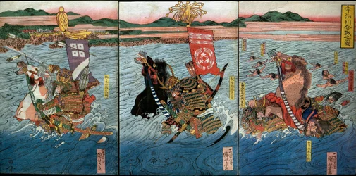 Die Schlacht am Uji-Fluss (Ujigawa kassen no zu), ca. 1831-32