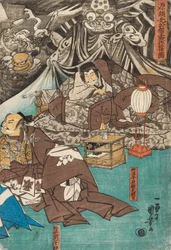 Die Erdspinne beschwört Dämonen im Herrenhaus von Minamoto Raiko