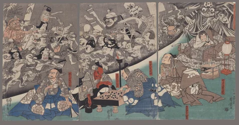 Die Erdspinne erschafft Ungeheuer im Herrenhaus des Fürsten Minamoto Yorimitsu