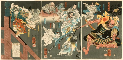 Der junge Yoshitsune besiegt Benkei an der Gojo-Brücke