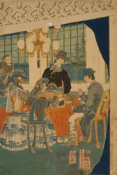 Salon eines ausländischen Handelshauses in Yokohama, 1861
