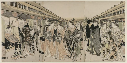 Kurtisanen promenieren auf dem Nakanocho, um 1790