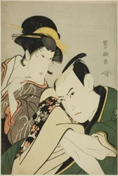 Ichikawa Yaozo III in der Rolle von Takebe Genzo und Iwai Kiyotaro in der Rolle von Tonami